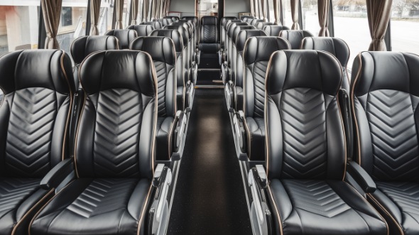 54 passenger charter bus inside galveston