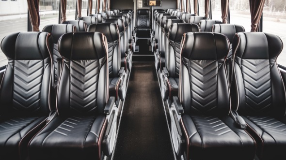 56 passenger charter bus inside galveston