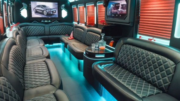 party bus rental interior galveston